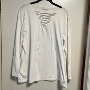 Long Sleeve T-shirt with Criss Cross Neckline